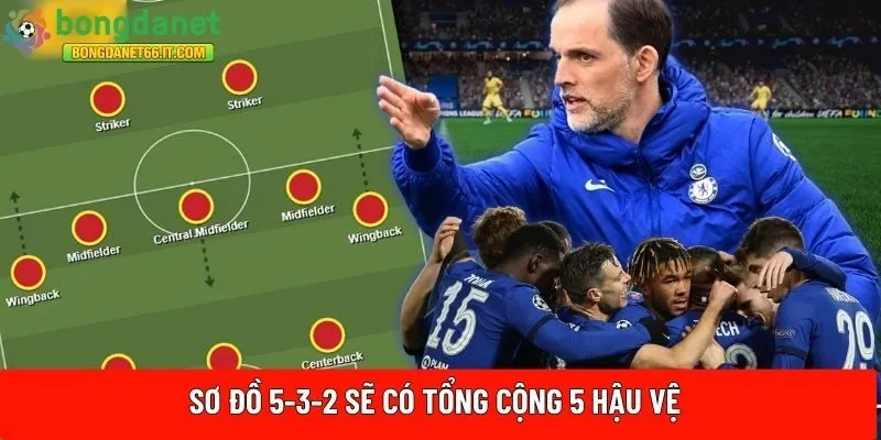 Sơ đồ 5-3-2 sẽ có tổng cộng 5 hậu vệ 